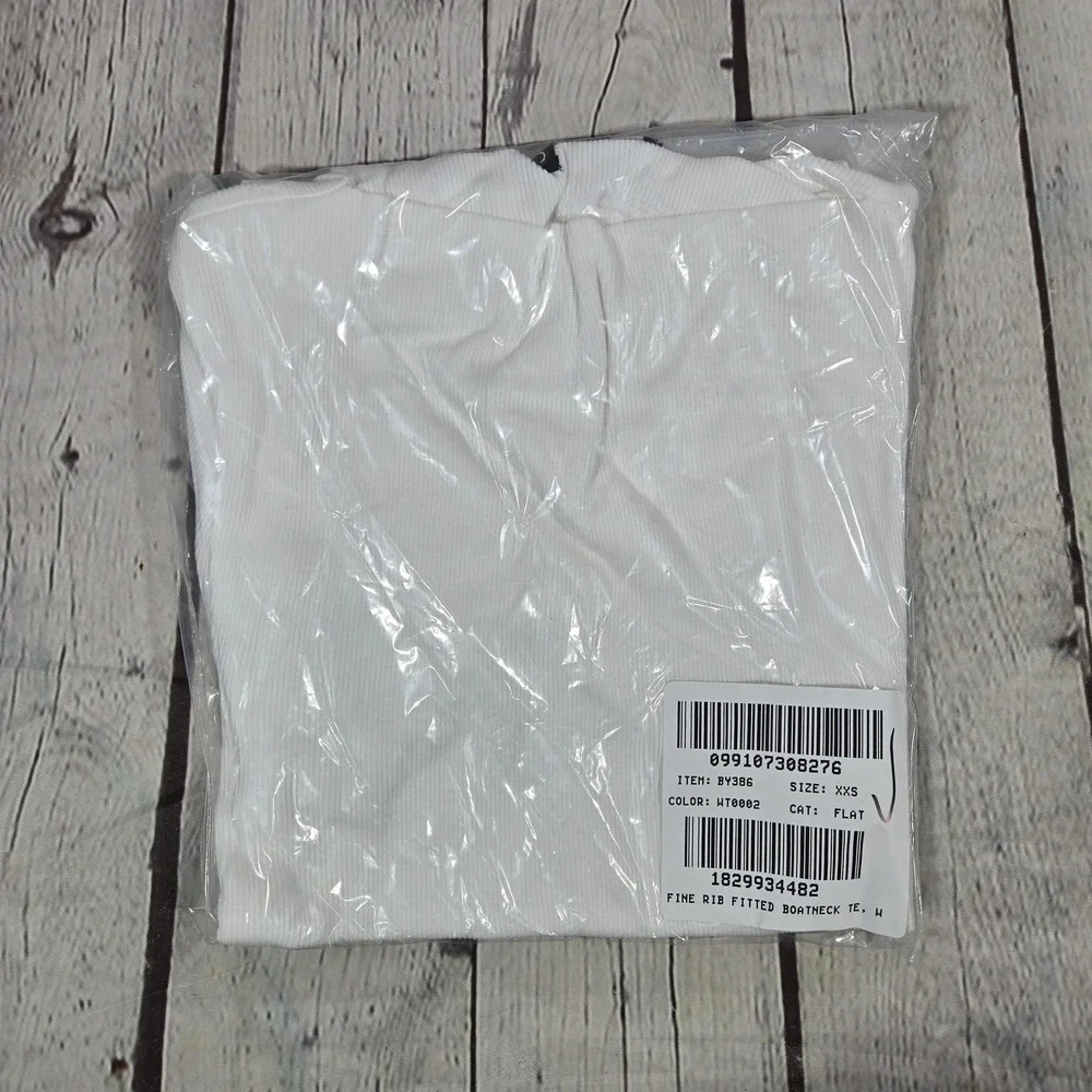J. Crew Fine-rib‎ fitted boatneck T-shirt White XXS